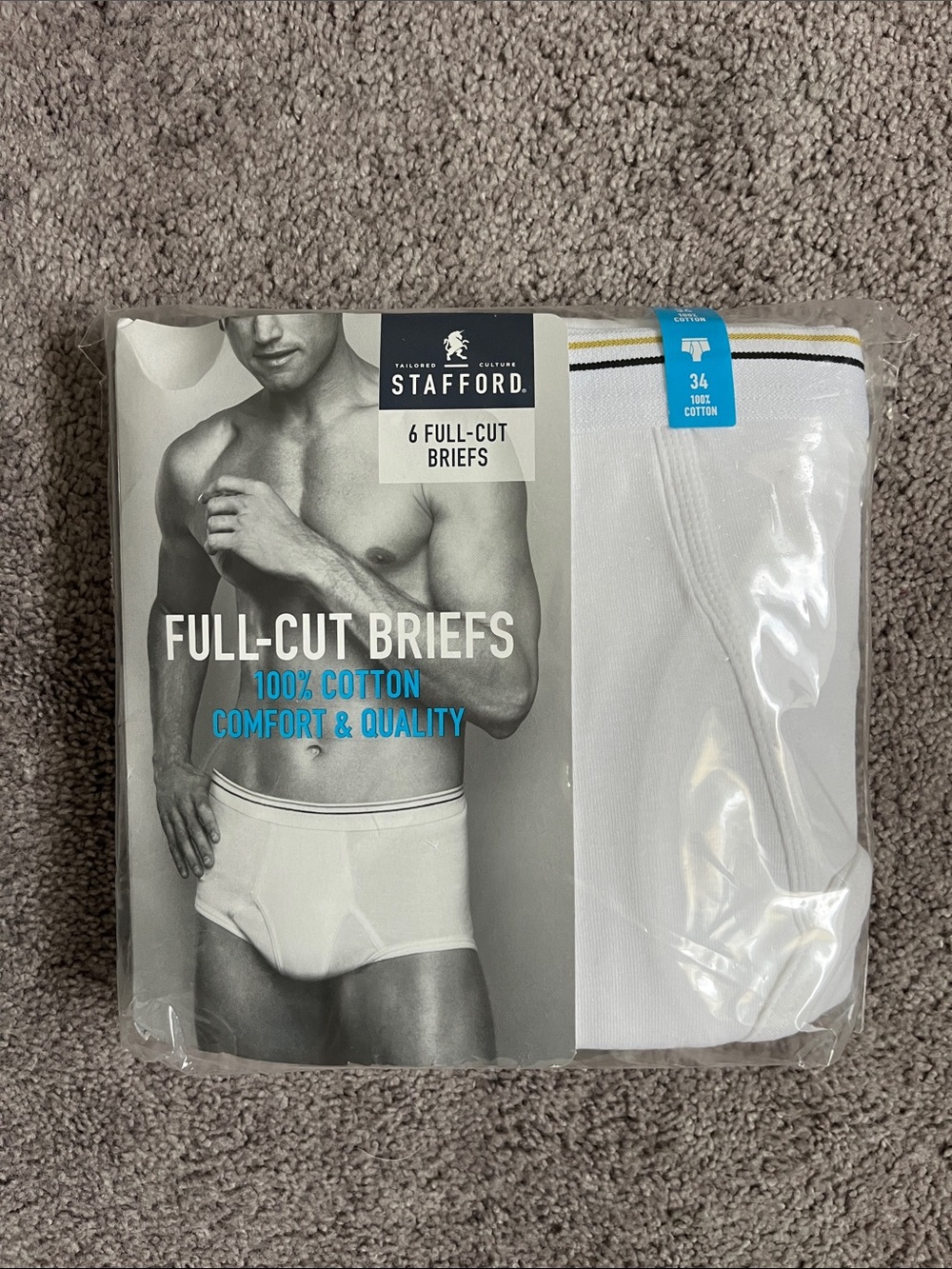 Stafford White Full-Cut Briefs - 6 Pack